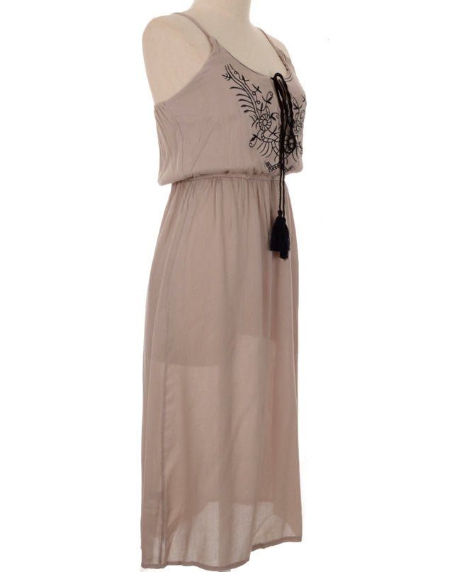 Brown Embroidered Dress