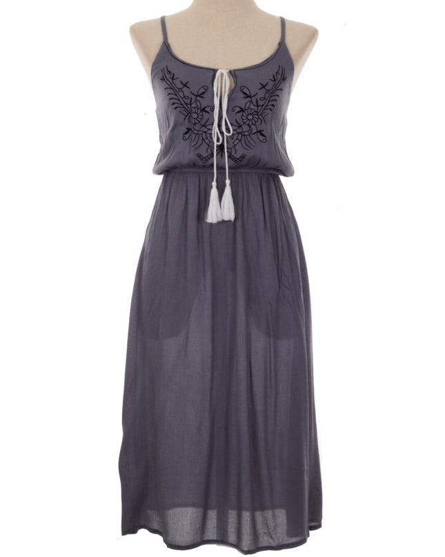 Gray Embroidered Dress