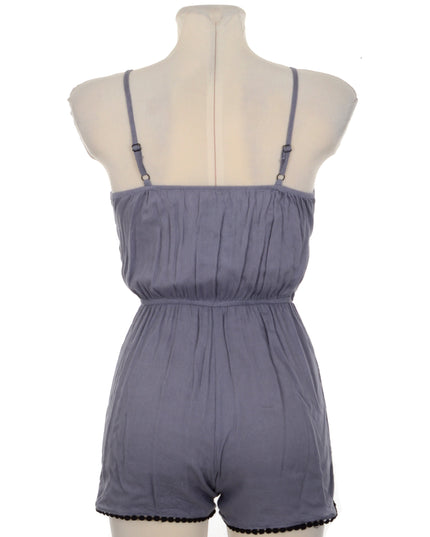 Gray Embroidered Romper