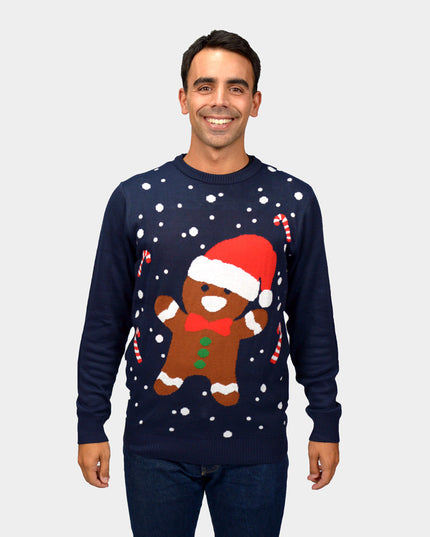 Blue Gingerbread Couple Christmas Sweater