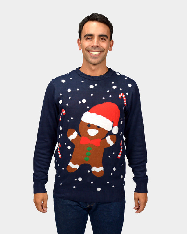 Blue Gingerbread Couple Christmas Sweater