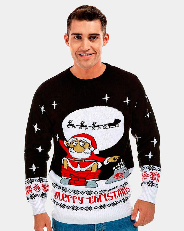 Christmas Sweater for Couples Santa Unloading Gifts