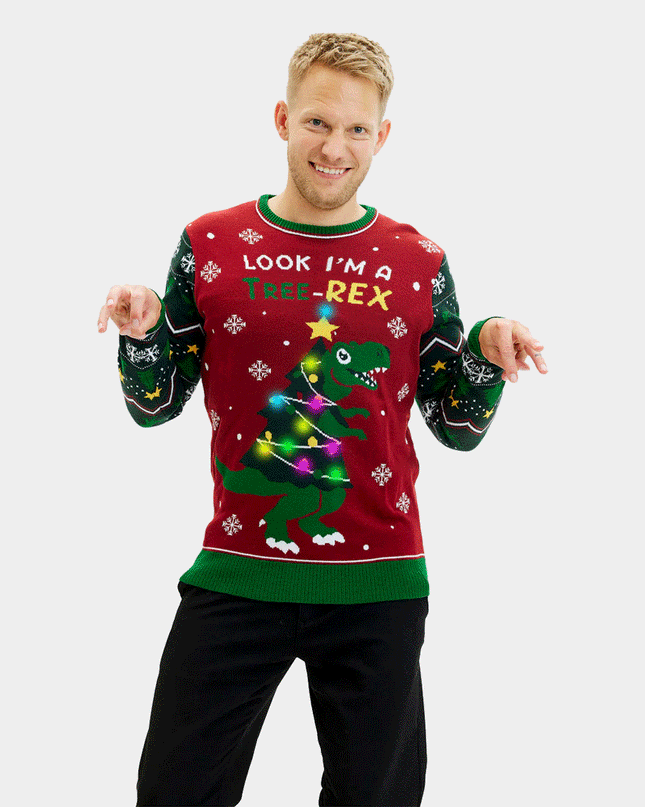 LED Christmas Tree-Rex Sweater for Men