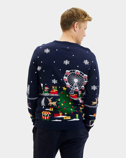 Luminous LED Christmas Sweater for Men with Christmas Market
