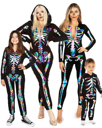 Matching Iridescent Skeleton Family Costumes