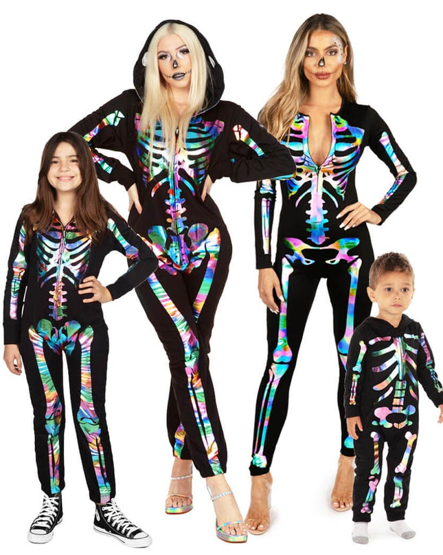 Matching Iridescent Skeleton Family Costumes