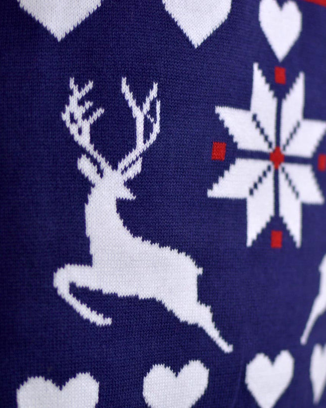 Blue and Red Christmas Sweater for Kids with Reindeer