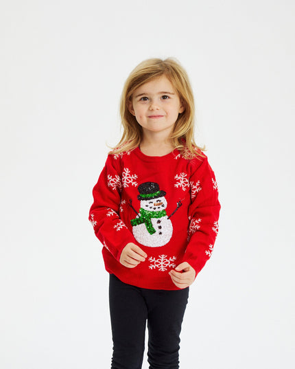 Red Snowman Christmas Sweater for Kids