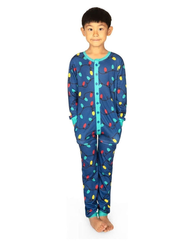 Boy's Christmas Lights Onesie Pajamas