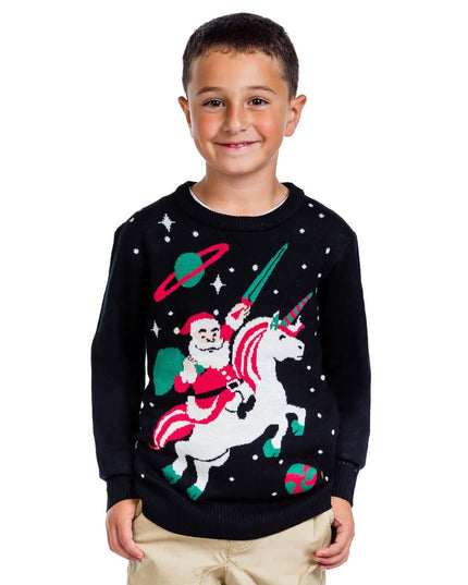 Boy's Santa Unicorn Ugly Christmas Sweater