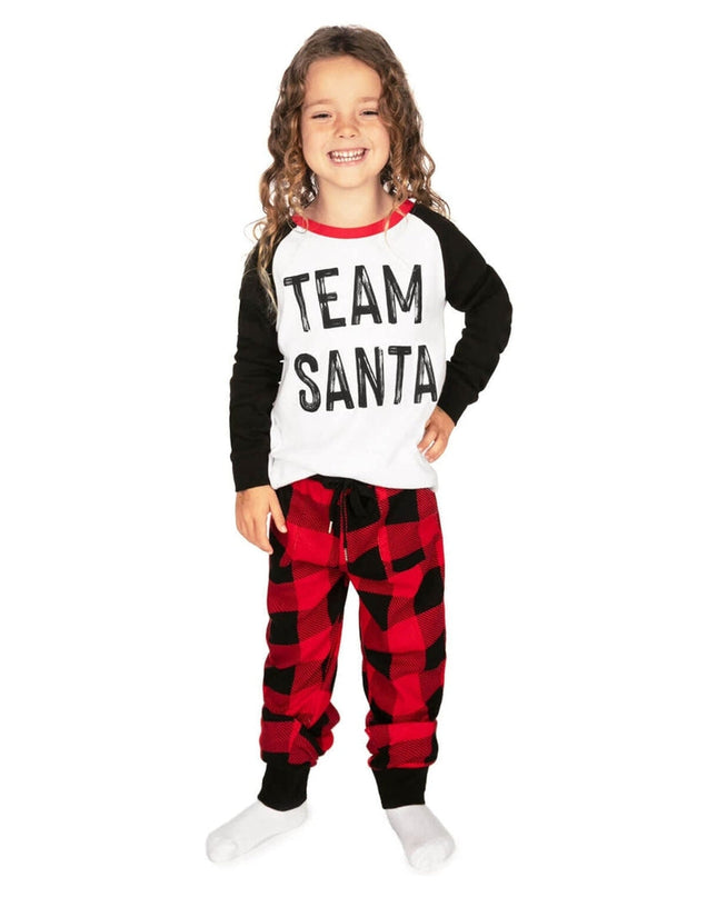 Girl's Team Santa Crew Neck Pajama Set