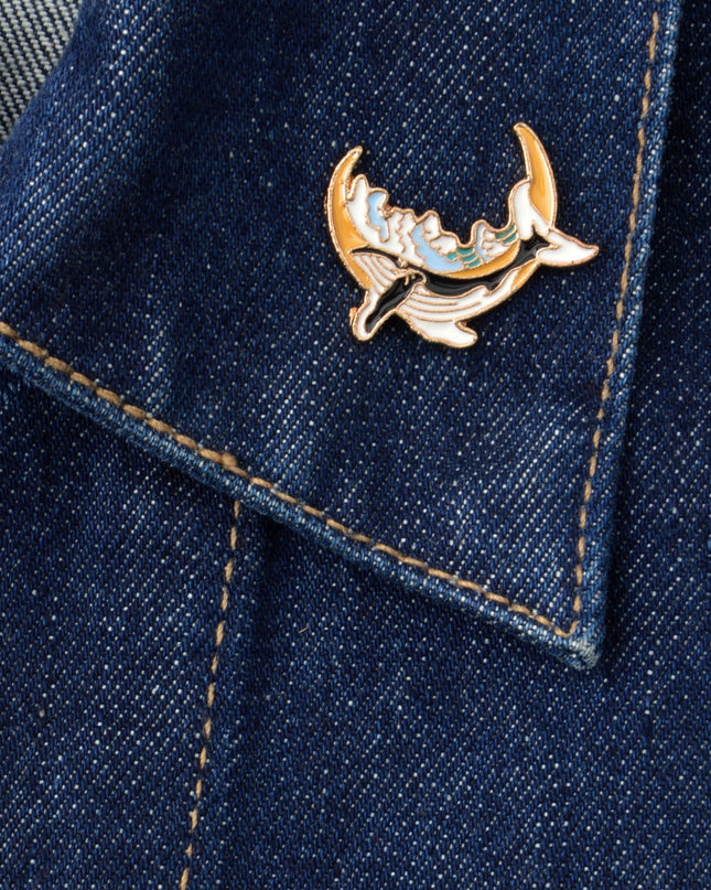 Whale with Moon Pin