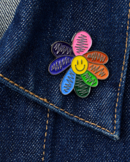 Rainbow Happy Flower Pin
