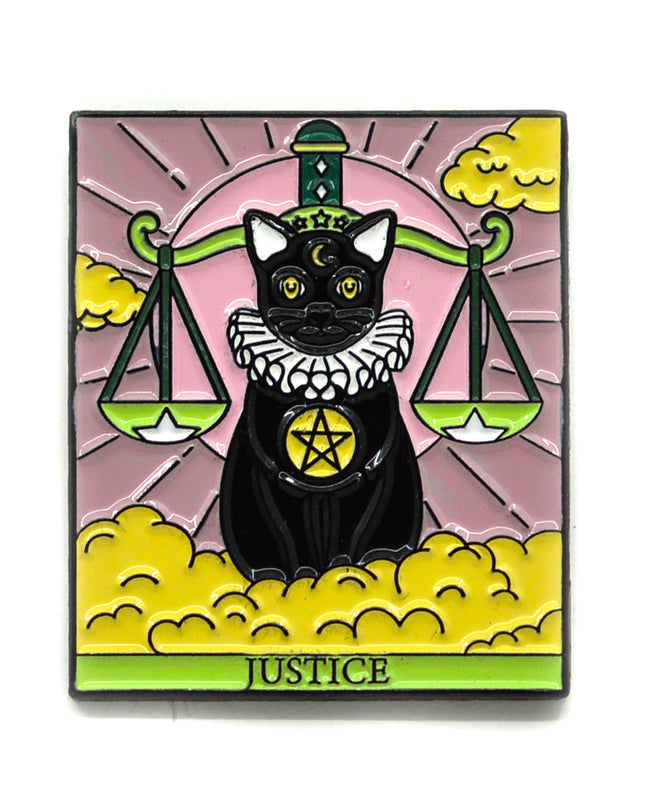 Cat Tarot Pin - Justice Halloween Accessory