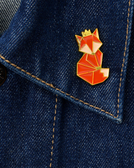 Geometric Fox Brooch - Modern Animal Design