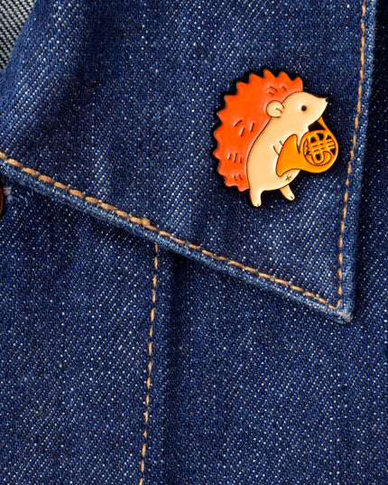 Horned Hedgehog Brooch - Quirky Animal Accessory