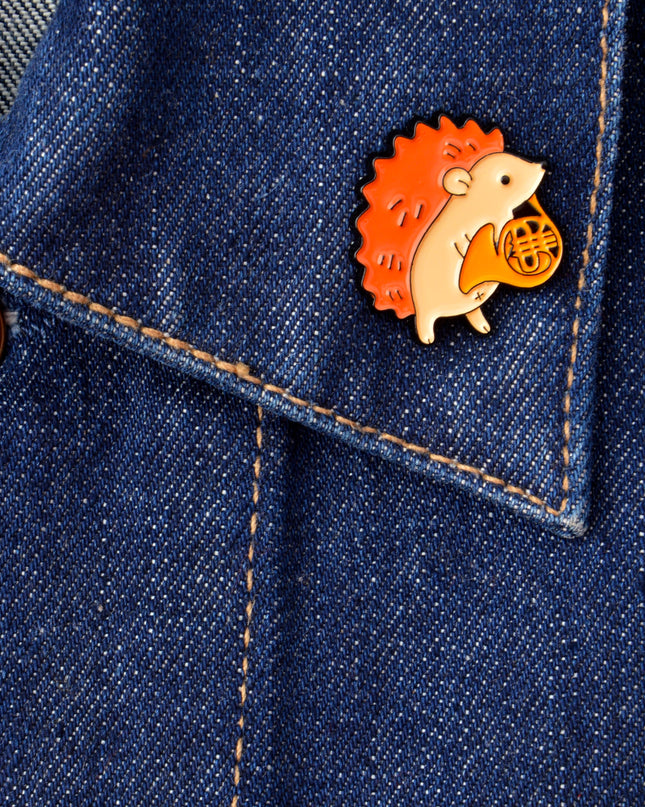 Horned Hedgehog Brooch - Quirky Animal Accessory