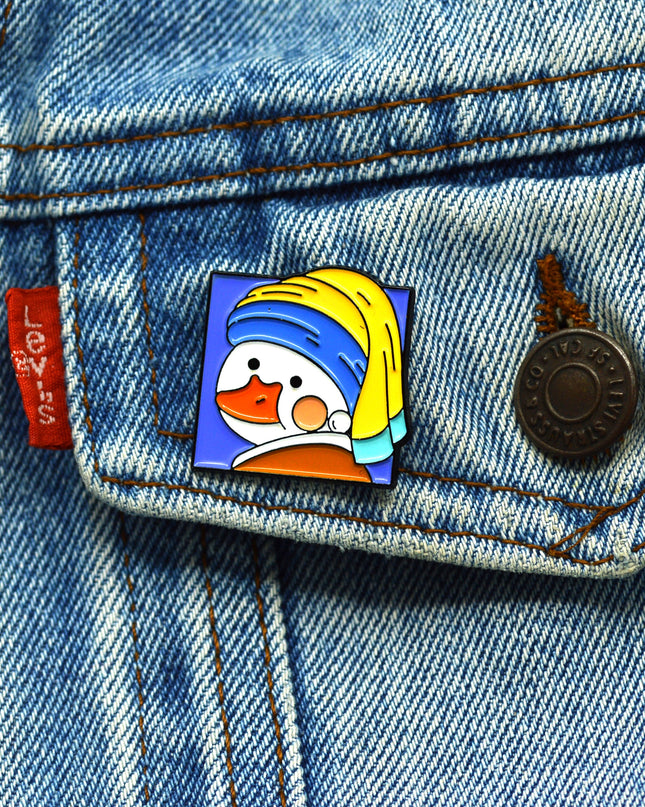 Badge - Goose with Pearl Earring | Easter Collection