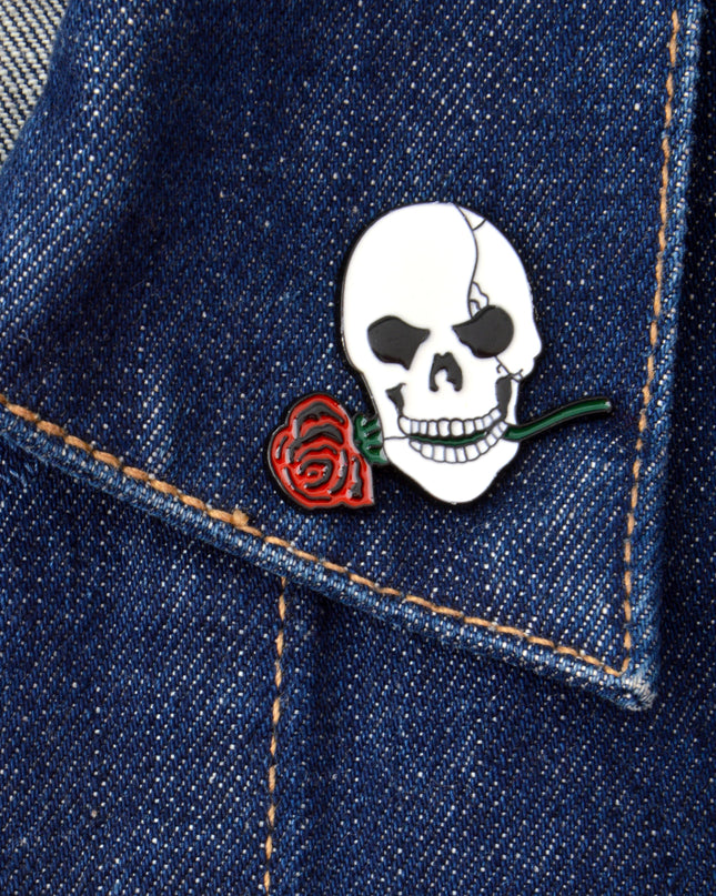 Rose Skull Pin for Halloween Costume