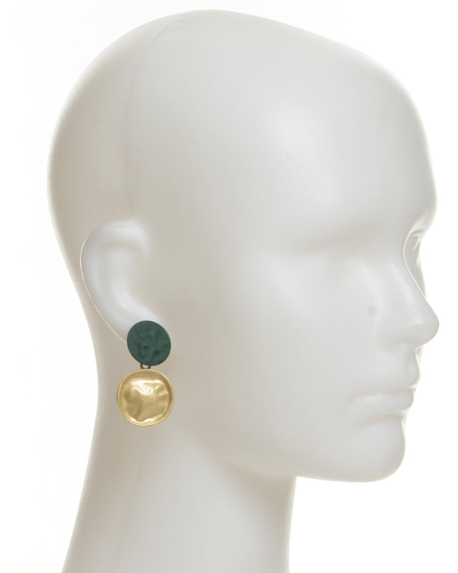 Green Disc Earrings