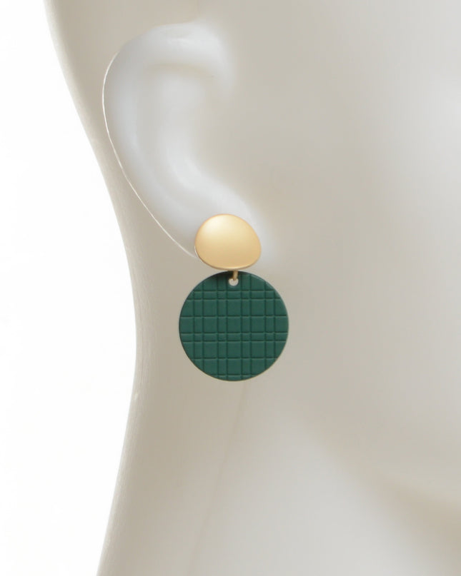 Green Disc Earrings - I