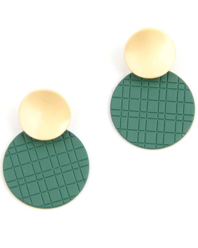 Green Disc Earrings - I