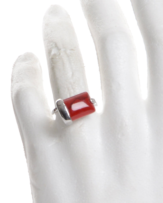 Red Square I Boho Ring