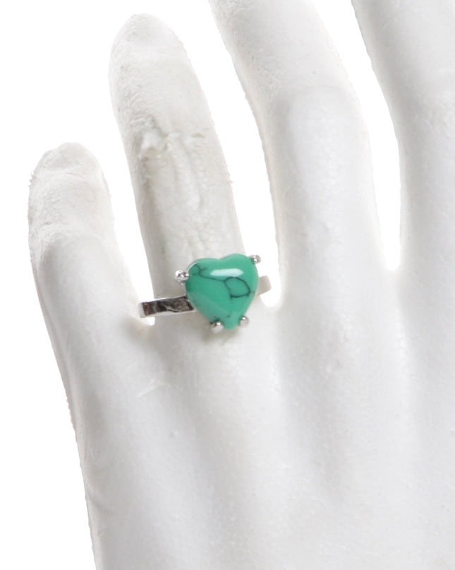 Boho Ring - Green Heart