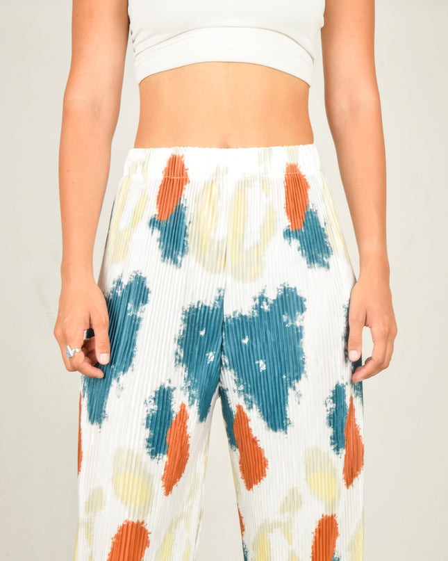 Valkoiset pilkulliset kreppihousut