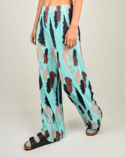 Turquoise Speckled Crepe Pants