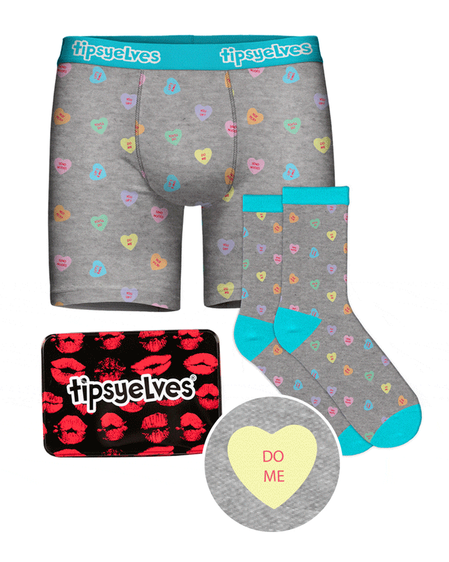 Men's Candy Hearts Boxers & Socks Gift Set