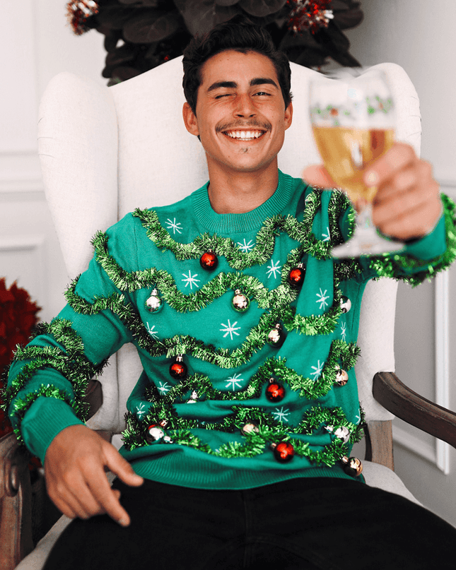 Men's Gaudy Garland Ugly Christmas Sweater