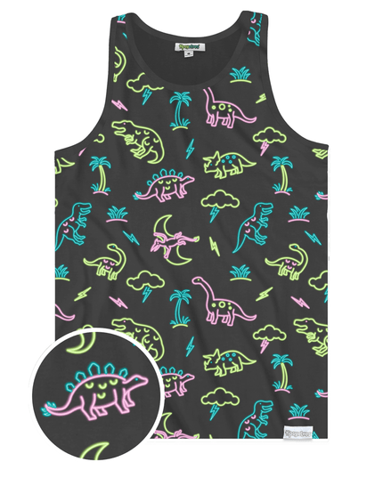 Men's Neon Dinosaur Tank Top