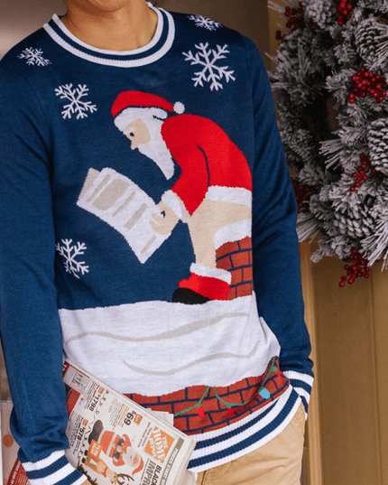 Men's Santa's Log on the Fire Ugly Christmas Sweater