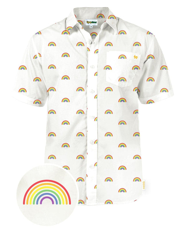 Men's White Rainbow Button Down Shirt