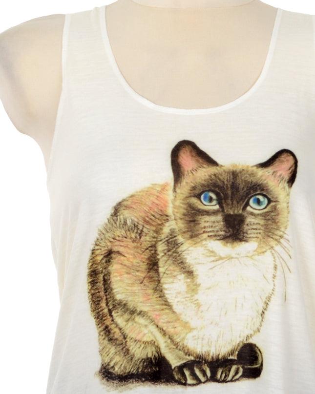 Cat Sitting Graphic Sleeveless Top for Men and Women