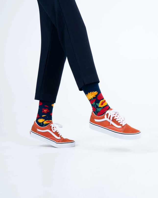 Many Mornings Zokni - Flower Power Navy Fun Socks