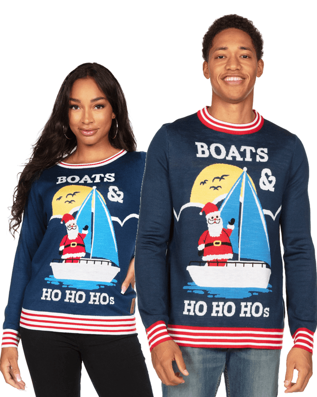 Matching Boats & Ho Ho Hos Couples Ugly Christmas Sweaters