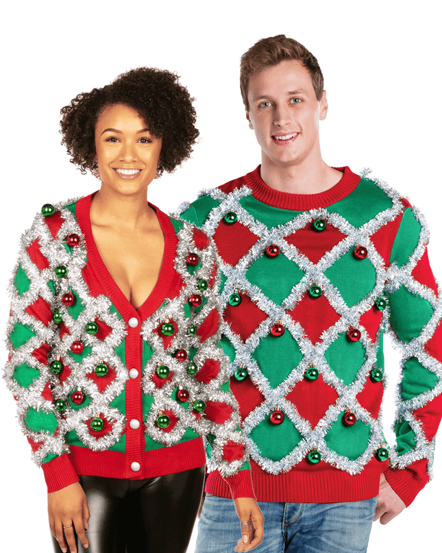 Matching Tacky Tinsel Couples Ugly Christmas Sweater