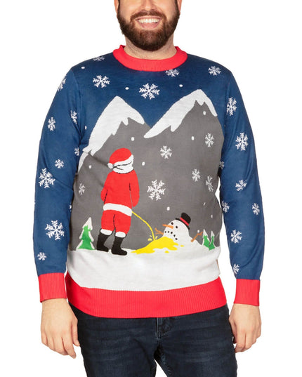 Men's Melting Snowman Big and Tall Ugly Christmas Sweater