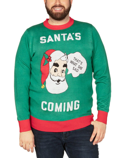 Men's Santa's Coming Big and Tall Ugly Christmas Sweater