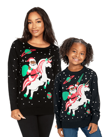 Mommy & Me Santa Unicorn Ugly Christmas Sweaters