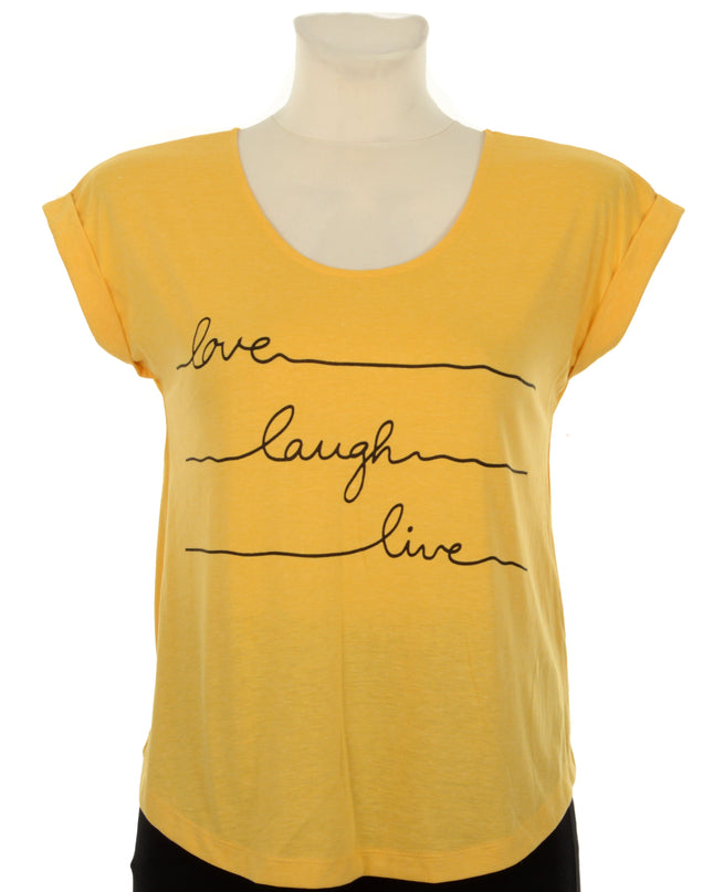 Yellow Top - Love Laugh Live Design for Men and Women