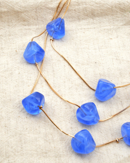 Blue and Gold Beaded Necklace