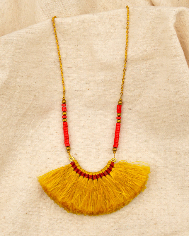 Fringe Necklace - Yellow Christmas Accessory