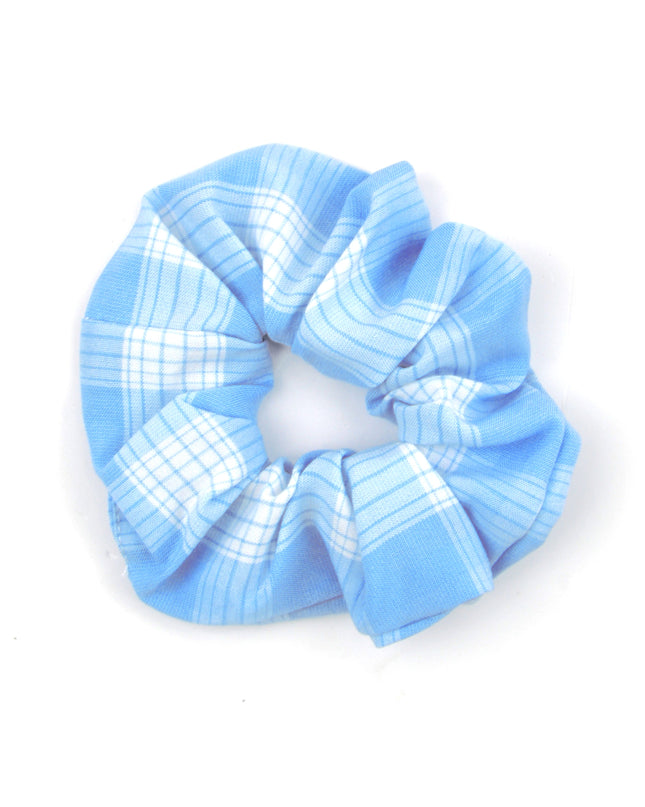 Checkered Scrunchie - Baby Blue