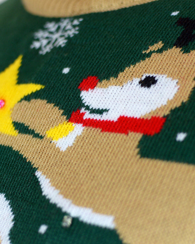 LED Christmas Sweater for Family with Tied-Up Santa Design