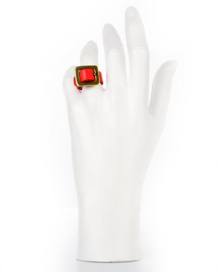 Red Leather Ring - Festive Holiday Accessory