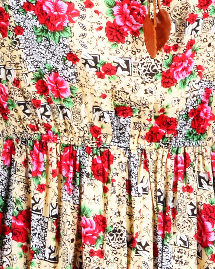 Red Floral Summer Dress - Kirkas ja Iloinen