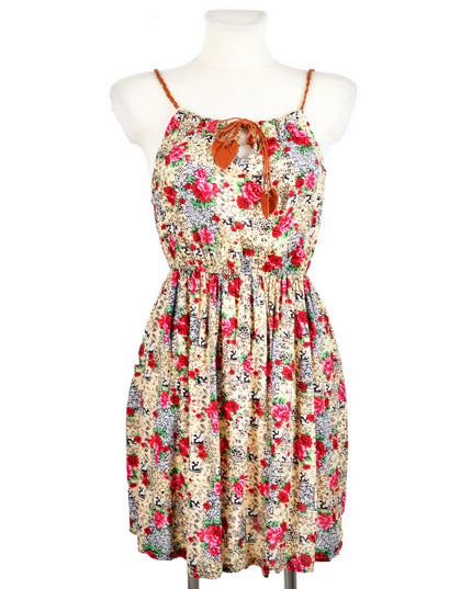 Red Floral Summer Dress - Kirkas ja Iloinen